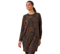 Textured Swirl Pattern Stretch Cocoon Dress Roman Tan 18