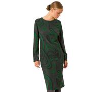 Textured Swirl Pattern Stretch Midi Dress Roman Green 18
