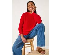 Roman Originals Textured Tape Yarn Knit Jumper for Women UK - Ladies Everyday Holiday Spring Summer Round Neckline Comfy Soft Evening Vacation Work Party - Red - Size 20