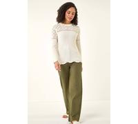 Roman Textured Wave Hem Knit Jumper In Ivory Ivory 10