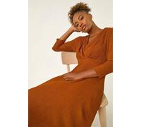Roman Textured Wrap Midi Dress In Copper Copper