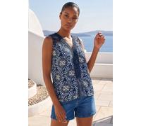 Roman Women's Tie Dye Lace Detail Vest in Navy | Size: 10 Roman Navy 10