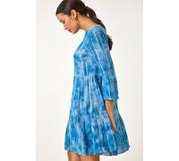 Roman Women's Tie Dye Print Shimmer Smock Dress in Blue | Size: 10 Roman Blue 10