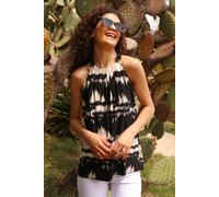 Roman Petite Zig Zag Print Halterneck Top for Women UK - Ladies Spring Everyday Summer Holiday High Round Neckline Comfy Sleeveless Soft Stretch Jersey Shirt Day Out Blouses - Black - Size 20