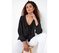 Roman Women's Tie Front Woven Top in Black | Size: 20 Roman Black 20