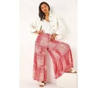 Roman Tile Tiered Palazzo Trouser Red S