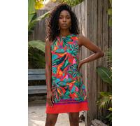 Roman Originals Sleeveless Shift Dress for Women UK Ladies Stretchy Summer Holiday Cruise Beach Casual Going Out Garden Party Lightweight Round Neck Comfortable Day Red Multi