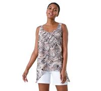 Roman Tropical Leaf Asymmetric Vest Top In Black Black 10