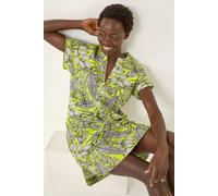 Roman Originals Aztec Print Linen Mix Shift Dress for Women UK - Ladies Everyday Holiday Spring Summer V-Neckline Comfy Soft Evening Vacation Work Party - Lime - Size 16