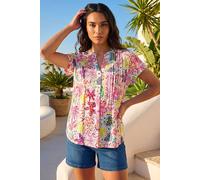 Roman Tropical Palm Burnout Shirt In Pink Pink