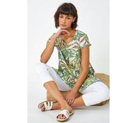 Tropical Print Hanky Hem Tunic Top Roman Lime 10
