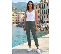 Roman Cargo Trousers for Women UK Ladies Stretch Combat Pants Turn Up High Waist Rise Pull On Smart Casual Slimming Work Office Fitted Straight Leg Pockets Summer - Khaki - Size 18