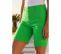 Roman Originals Stretch Shorts for Women UK Ladies Pull On Turned Hem Cut Off Bengaline Mom Boyfriend Boy Denim Casual Cropped Pants Capri Slim Fit Turn Up Summer Crops Mother - Green - Size 20