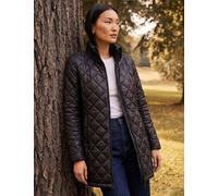 Roman Two Tone Diamond Quilted Coat Black Mix