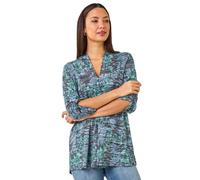 Roman V-Neck Pleat Front Jersey Top In Blue Blue 14