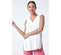 Roman V-Neck Sleeveless Vest Pleat Top In Ivory Ivory 16