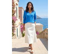 Roman Originals V-Neck Jumper for Women UK Ladies Boyfriend Fit Slouch Sweater Winter Autumn Textured Casual Flattering Knit Pullover Knitwear Daywear Lightweight Lounge - Blue - Size 18