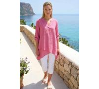 Roman V-Neck Wrap Hem Tunic Top In Pink Pink
