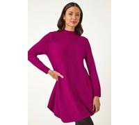 V Stitch High Neck Knitted Dress Roman Magenta One Size