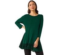 Roman Velvet Animal Print Hem Tunic Top In Green Green 10