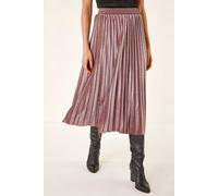 Roman Originals Pleated Skirt for Women UK Ladies Maxi Midi Crinkle Summer Smart Casual Evening Special Occasion Elasticated Waistband Party Holiday Long Crepe - Rose - Size 16