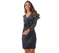 Roman Velvet Shimmer Ruched Detail Dress In Black Black 18