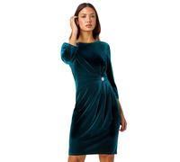 Roman Velvet Side Twist Diamante Stretch Dress In Green Green 20