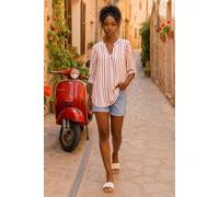 Vertical Stripe Pleat Detail Top Roman Pink 18