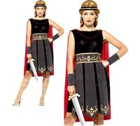 Roman Warrior Costume Spartan Gladiator Womens Fancy Dress Outfit UK 4-22