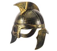 Roman Warrior Helmet Golden Plastic Medieval Soldier Performance Hat | Authentic Historical Design Sl lossy Finish, for Party Cosplay and Theatrical Use
