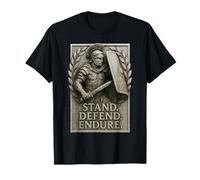 Roman Warrior Stand Defend Endure Fitness Motivation T-Shirt