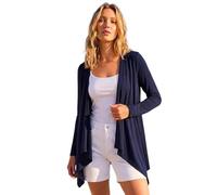 Roman Waterfall Cardigan for Women UK - Ladies Open Front Cardi Smart Casual Edge to Edge Daytime Everyday Summer Autumn Knitted Knitwear Long Sleeve Fashionable - Navy - Size 18