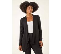 Roman Women's Waterfall Front Jersey Knit Cardigan in Black | Size: 18 Roman Black 18