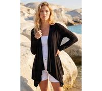 Roman Women's Waterfall Front Jersey Knit Cardigan in Black | Size: 10 Roman Black 10
