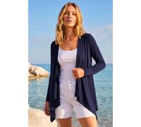 Roman Originals Waterfall Cardigan for Women UK - Ladies Open Front Cardi Smart Casual Edge to Edge Daytime Everyday Summer Autumn Knitted Knitwear Long Sleeve Fashionable - Navy - Size 14