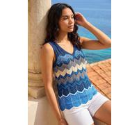 Roman Wave Chevron Knitted Vest In Blue Blue