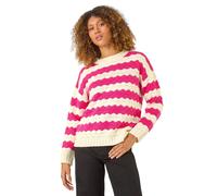 Roman Wave Colour Block Knit Jumper In Cerise Cerise 18