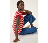 Roman Women's Wave Print Shell Top in Red | Size: 12 Roman Red 12