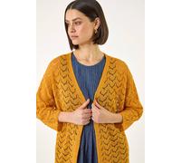 Roman Wave Stitch Detail Knit Cardigan In Orange Orange 14