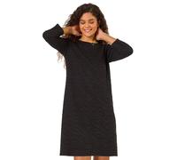 Roman Originals Wave Textured Stretch A-Line Dress for Women UK - Ladies Everyday Autumn Winter Round Neckline Comfy Soft Evening Vacation Work Party Night Out - Black - Size 18