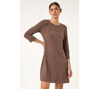 Roman Wave Textured Stretch A-Line Dress In Taupe Taupe