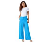Roman Wide Leg Trousers for Women Ladies Linen Dressy Joggers Sweatpants Lounge Tracksuit Bottoms Palazzo Yoga Jogging Gym Casual Loungewear Daywear Work Holiday - Turquoise - Size 10