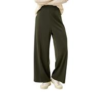 Roman Wide Leg Ponte Stretch Trouser for Women UK Ladies Autumn Everyday Winter Holiday Elasticated Waist Comfy Pocket Detail Soft Jersey Bottoms Office Desk Pants - Petite Khaki - Size 10
