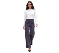 Roman Wide Leg Ponte Stretch Trouser for Women UK Ladies Autumn Everyday Winter Holiday Elasticated Waist Comfy Pocket Detail Soft Jersey Bottoms Office Desk Pants - Petite Dark Grey - Size 12