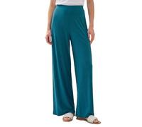 Roman Wide Leg Trousers for Women UK Ladies Palazzo Pants Evening Jersey Elasticated High Waist Smart Flared Culotte Office Work Going Out Loose Crepe Bottoms - Teal - Size 16