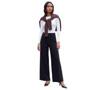 Roman Wide Leg Trousers for Women UK Ladies Palazzo Pants Evening Jersey Elasticated High Waist Smart Flared Culotte Office Work Going Out Loose Crepe Bottoms
