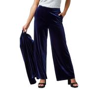 Petite Wide Leg Velvet Stretch Trouser Roman Midnight 16