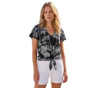 Roman Women Broderie Anglaise Tie Front Top Ladies Floral Crochet Embroidered Blouse Smart Casual Button Down Summer T-Shirt Tee Spring Cruise Beach Holiday Party