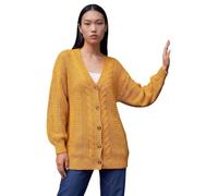 Roman Women Chunky Knitted Cardigan with Pockets - Ladies Oversized Longline Loose Casual Soft Cable Knit Knitwear Autumn Winter Wool Boho Comfortable Day Cardigans - Amber - Size 16