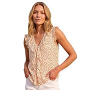 Roman Women Frill Front Vest Top Ladies Ruffle Blouse Summer Spring Special Occasion Evening Holiday Cruise Cocktail Party Short Long Sleeve Sleeveless V-Neck - Ivory Floral - Size 18